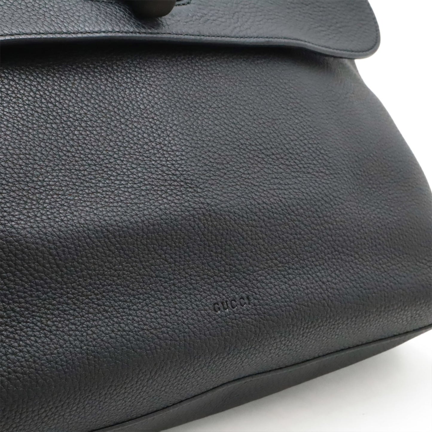 Gucci Black Bamboo Leather Handbag Shoulder Bag ( )