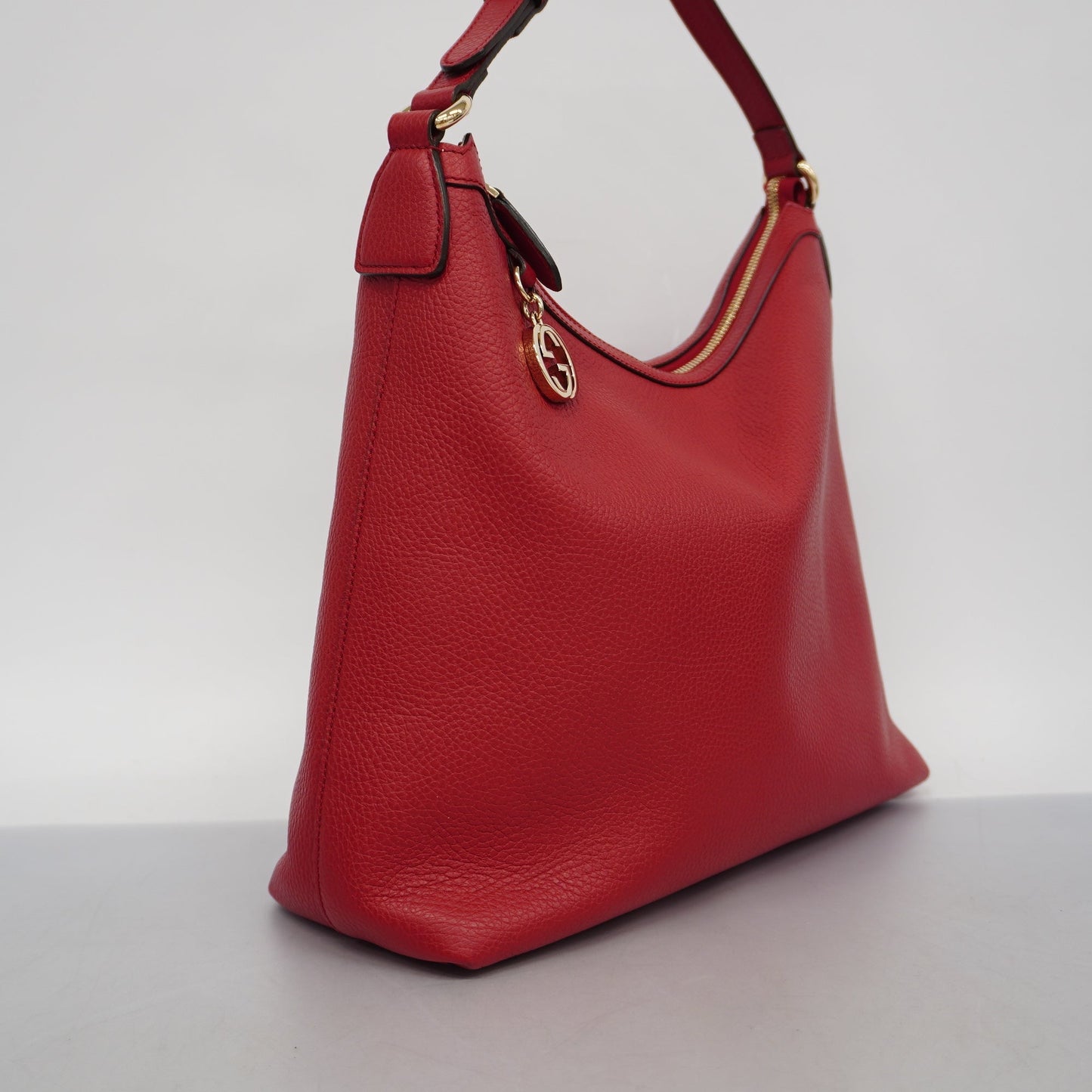 GUCCI Auth  Interlocking G 510302 Women's Leather Shoulder Bag Red Color