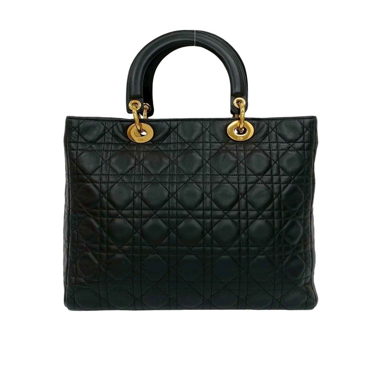 Christian Dior Black Leather Handbag Tote Bag ()