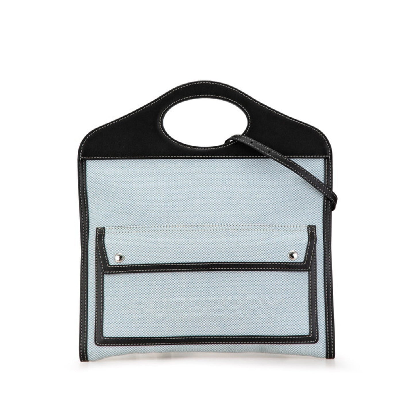 Burberry Black Blue Canvas Leather Handbag Shoulder Bag ( )