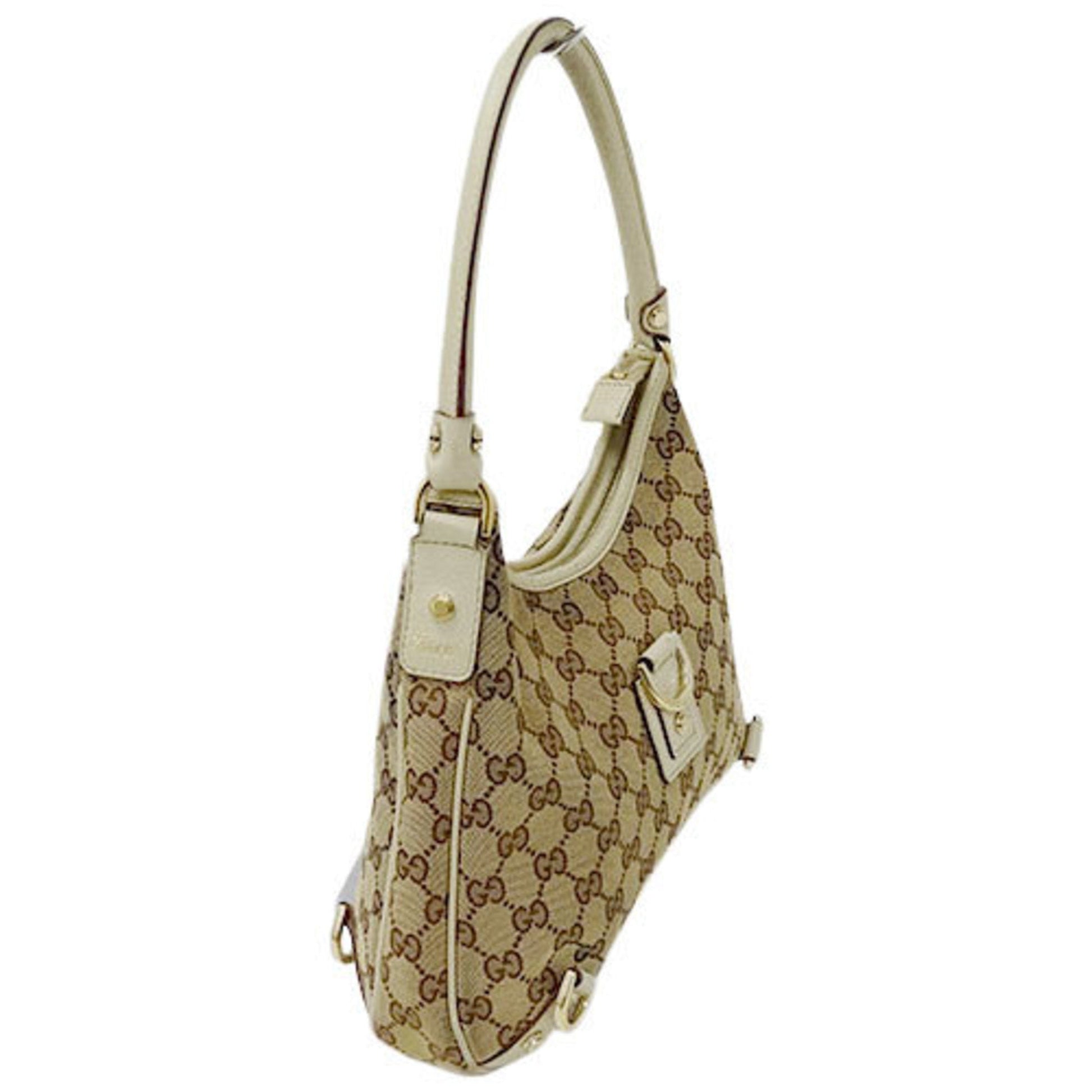 Gucci Abbey Brown Leather Canvas Shoulder Bag Style 2