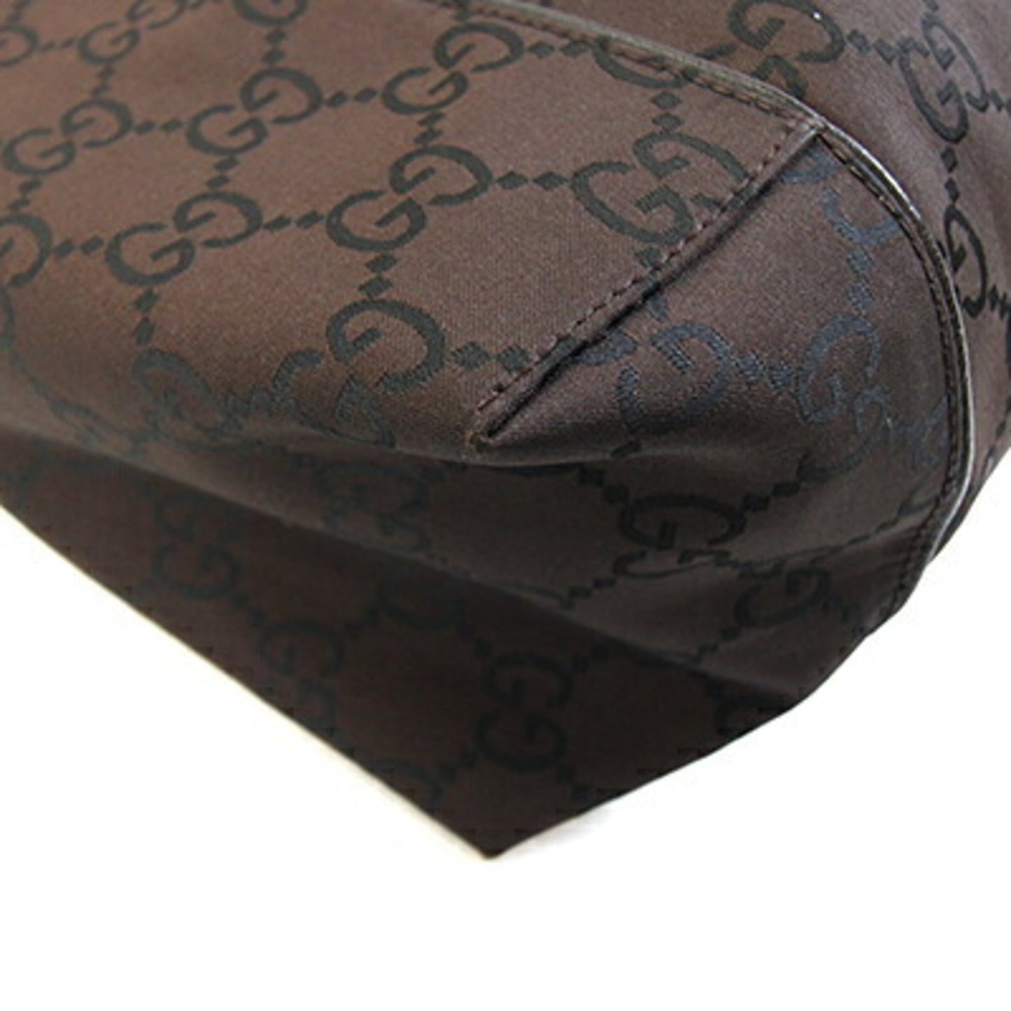 Gucci Dark Brown Nylon Leather Shoulder Bag ( )