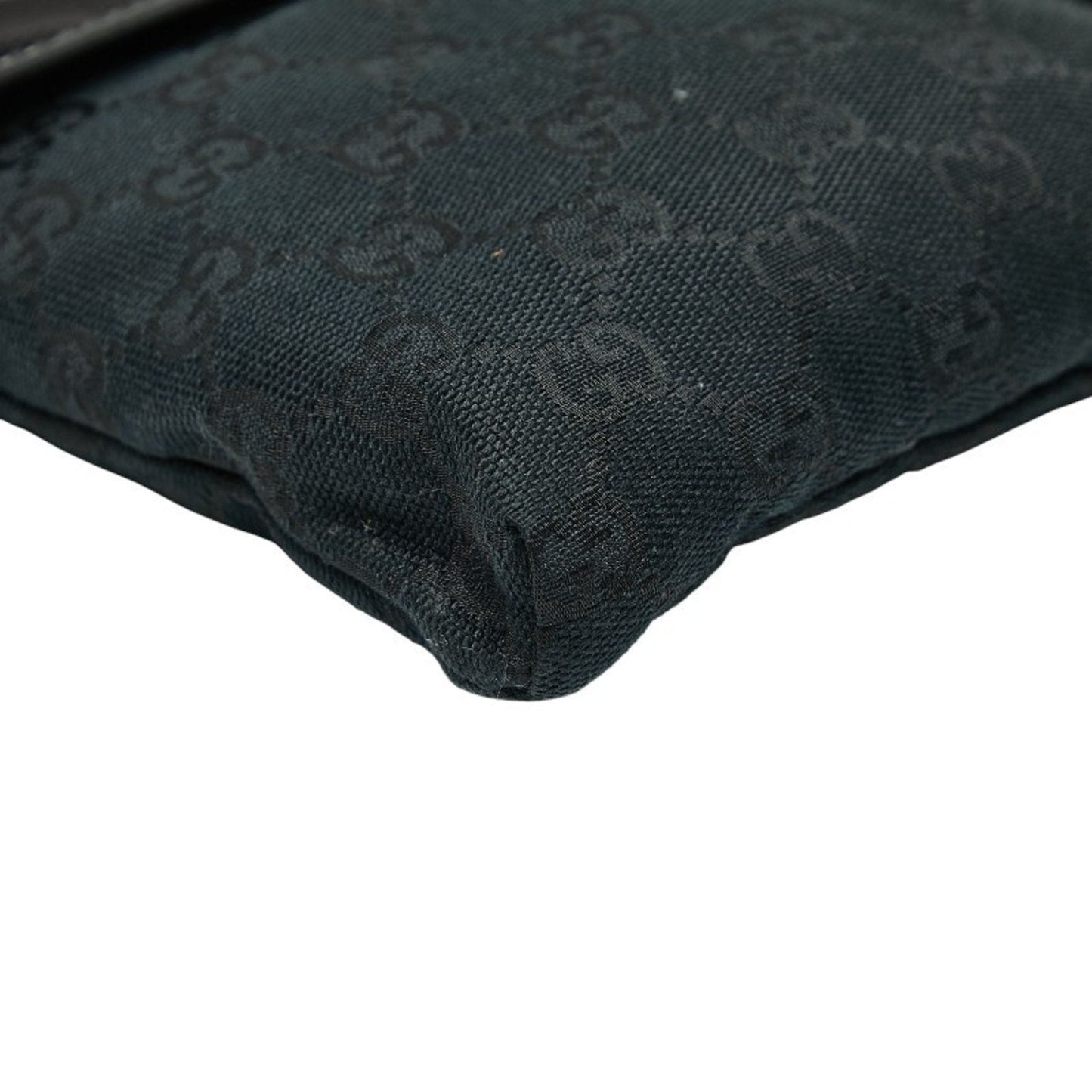 Gucci Black Canvas Leather Fanny Pack Shoulder Bag ( )