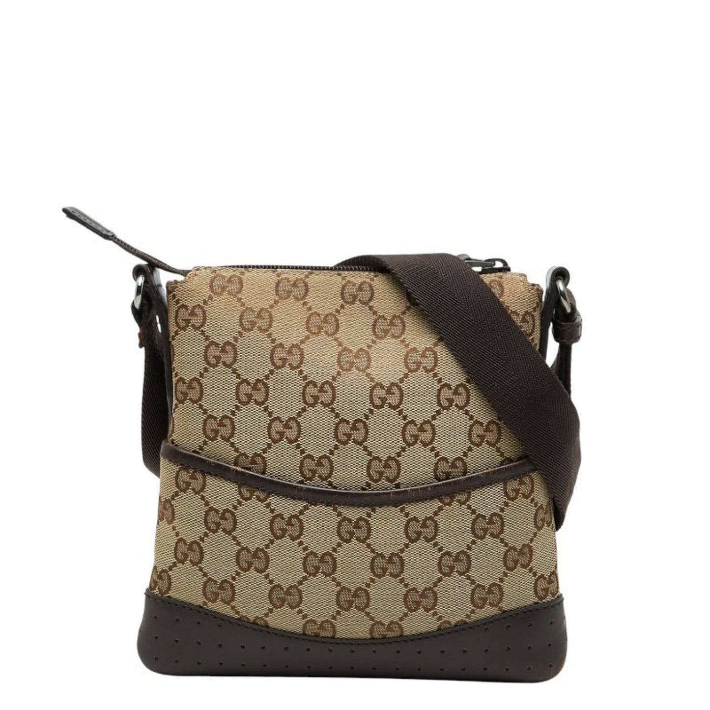 Gucci Gg Canvas Beige Brown Gg Canvas Leather Shoulder Bag ( )