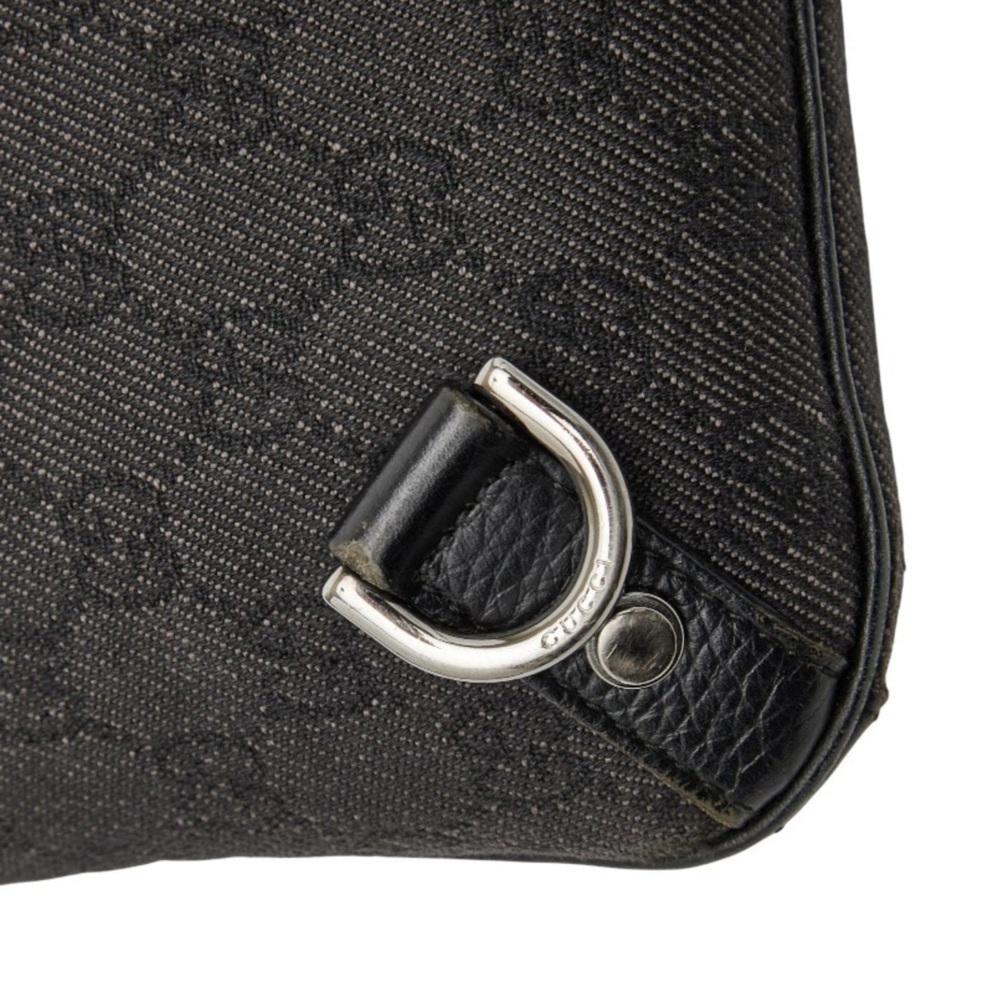 Gucci Black Canvas Leather Shoulder Bag ( )