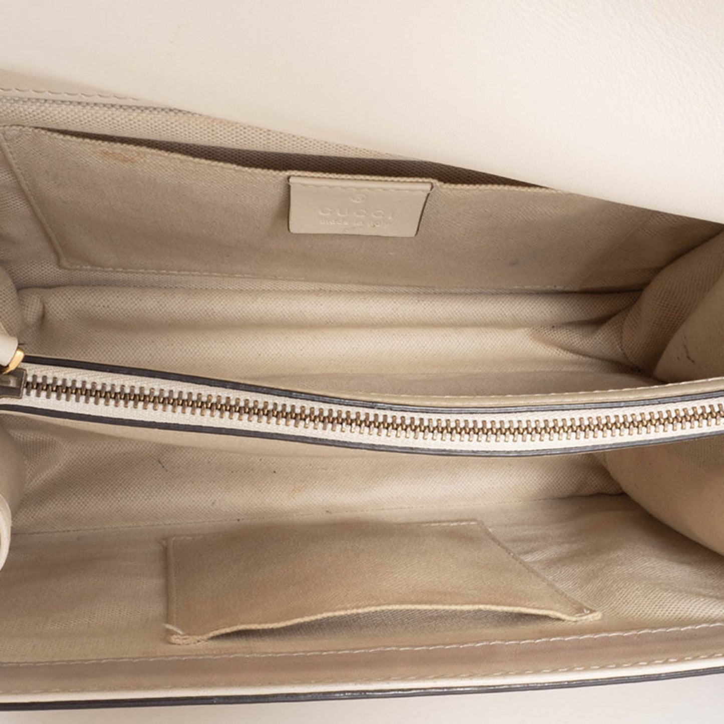 Gucci Ivory Navy Red Color Bamboo Leather Shoulder Bag ( )