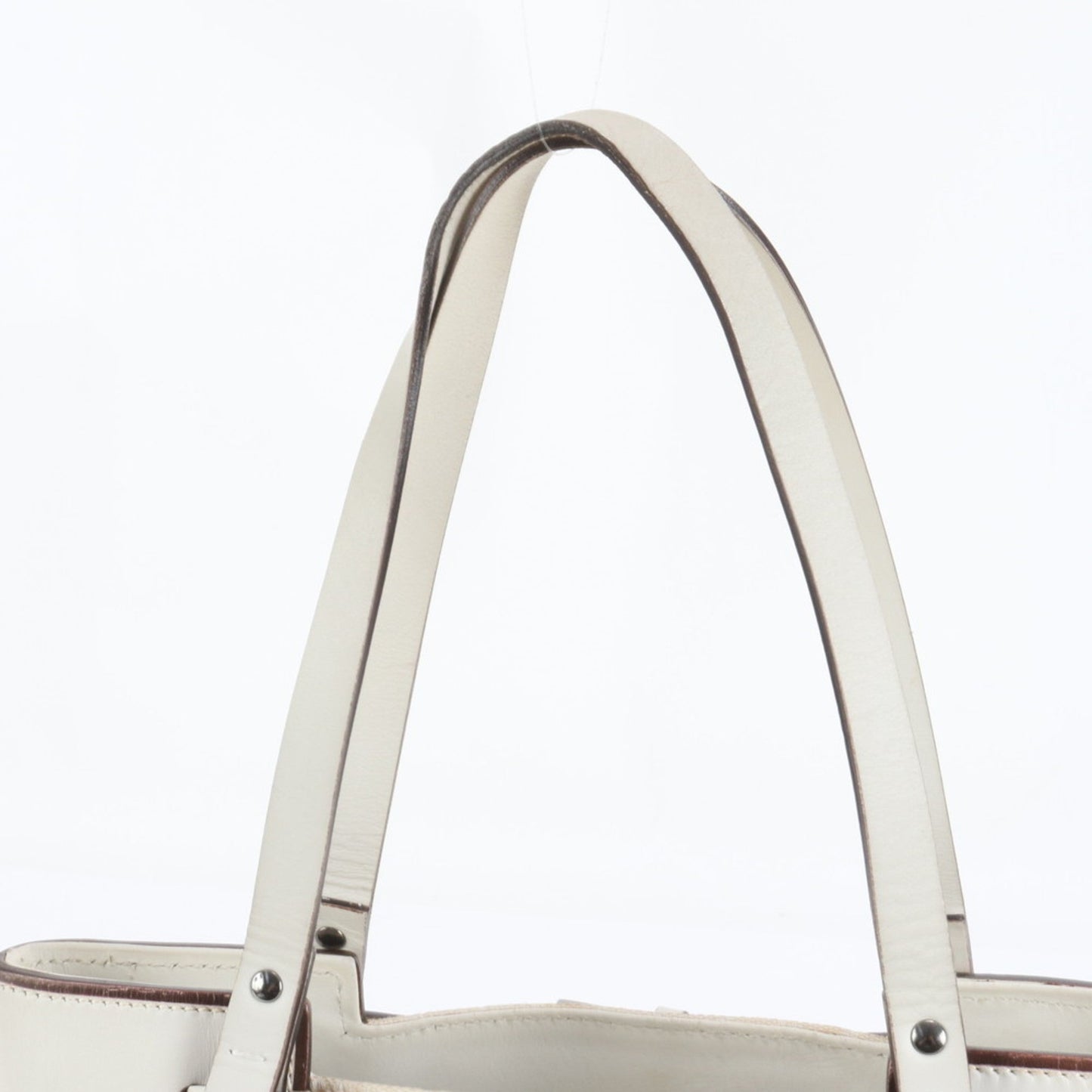 Gucci Ivory Leather Canvas Tote Bag ( )