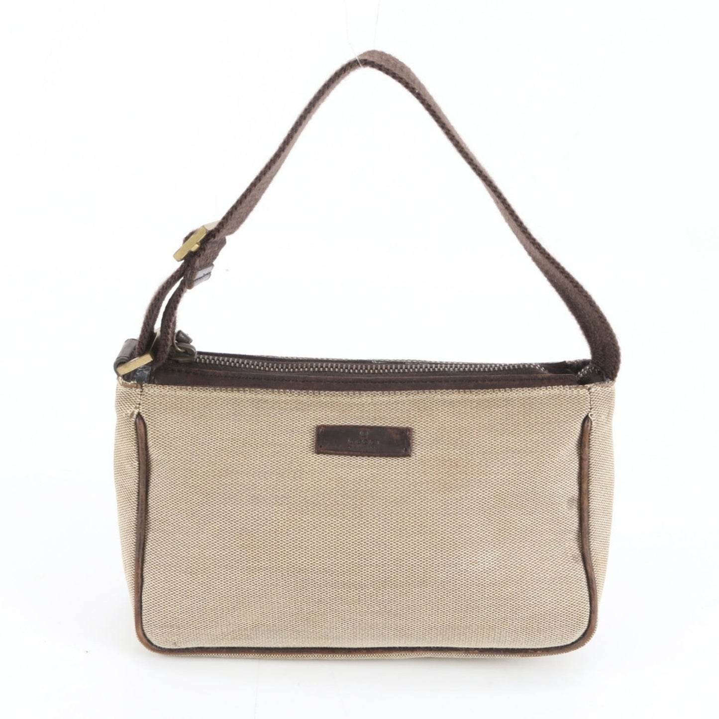Gucci Beige Leather Canvas Handbag ( )