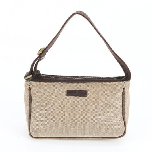 Gucci Beige Leather Canvas Handbag ( )
