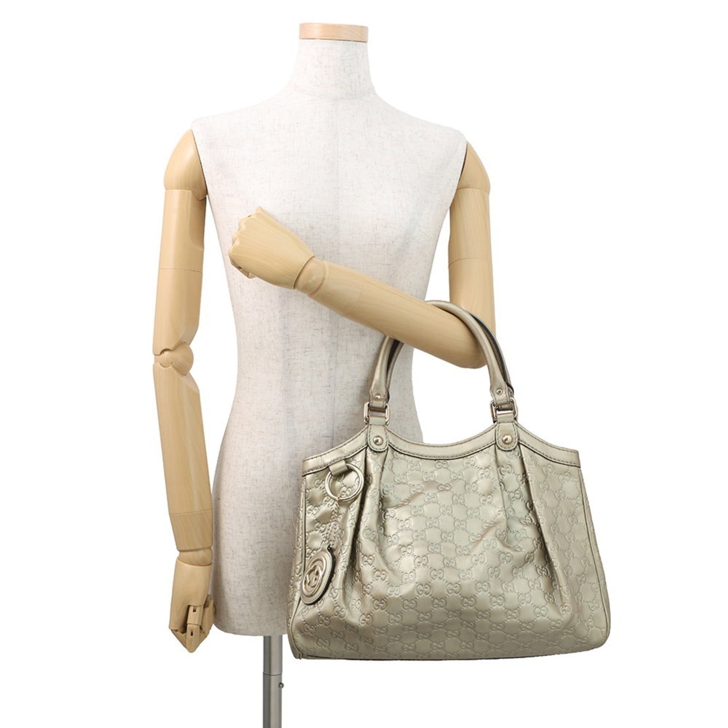Gucci Sukey Beige Gold Leather Handbag ( )