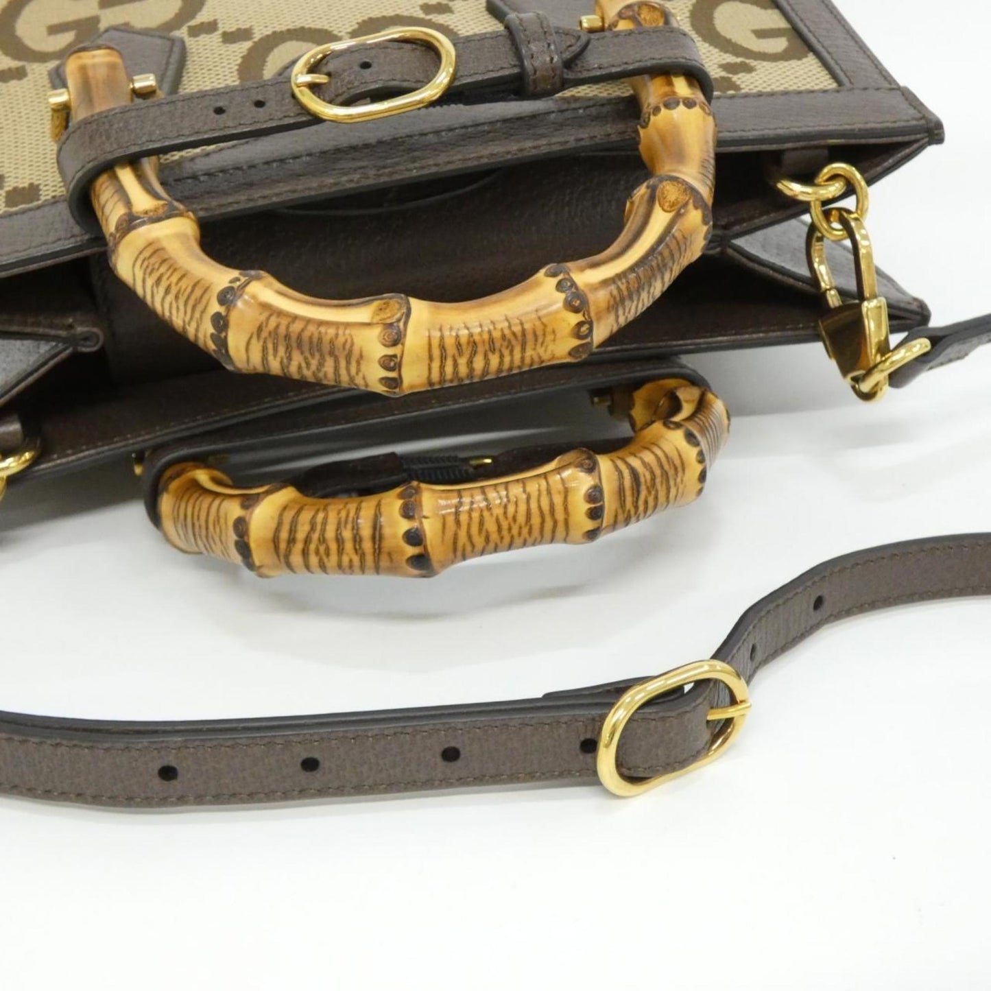 Gucci Gg Canvas Brown Camel Gg Canvas Leather Handbag ( )