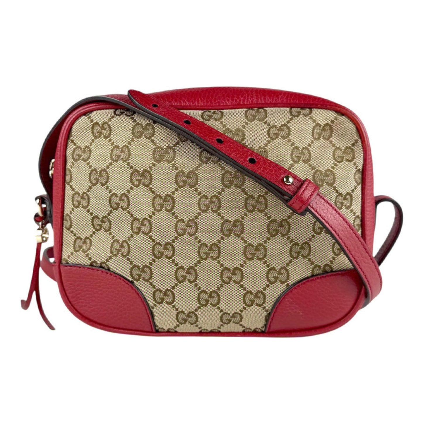 Gucci Brown Red Color Gg Canvas Leather Shoulder Bag ( )