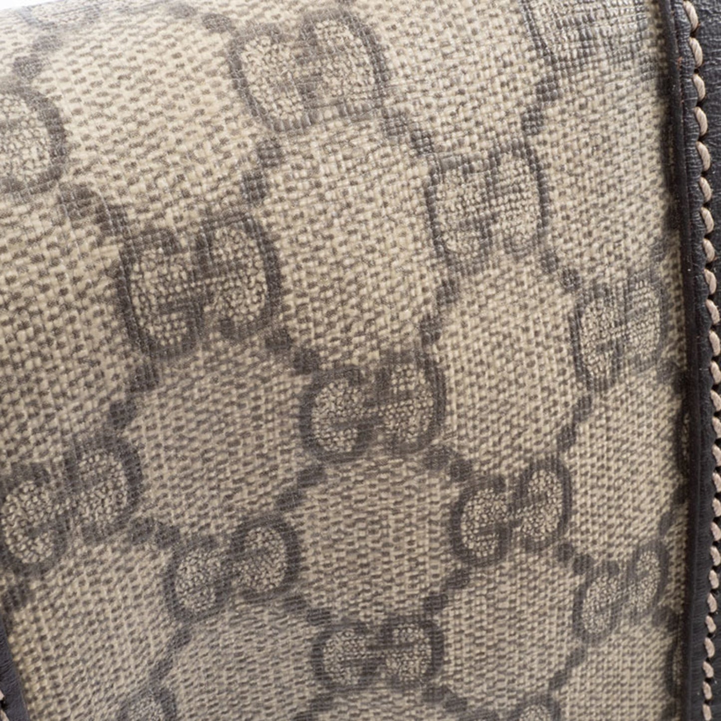 Gucci Beige Brown Canvas Leather Shoulder Bag ( )