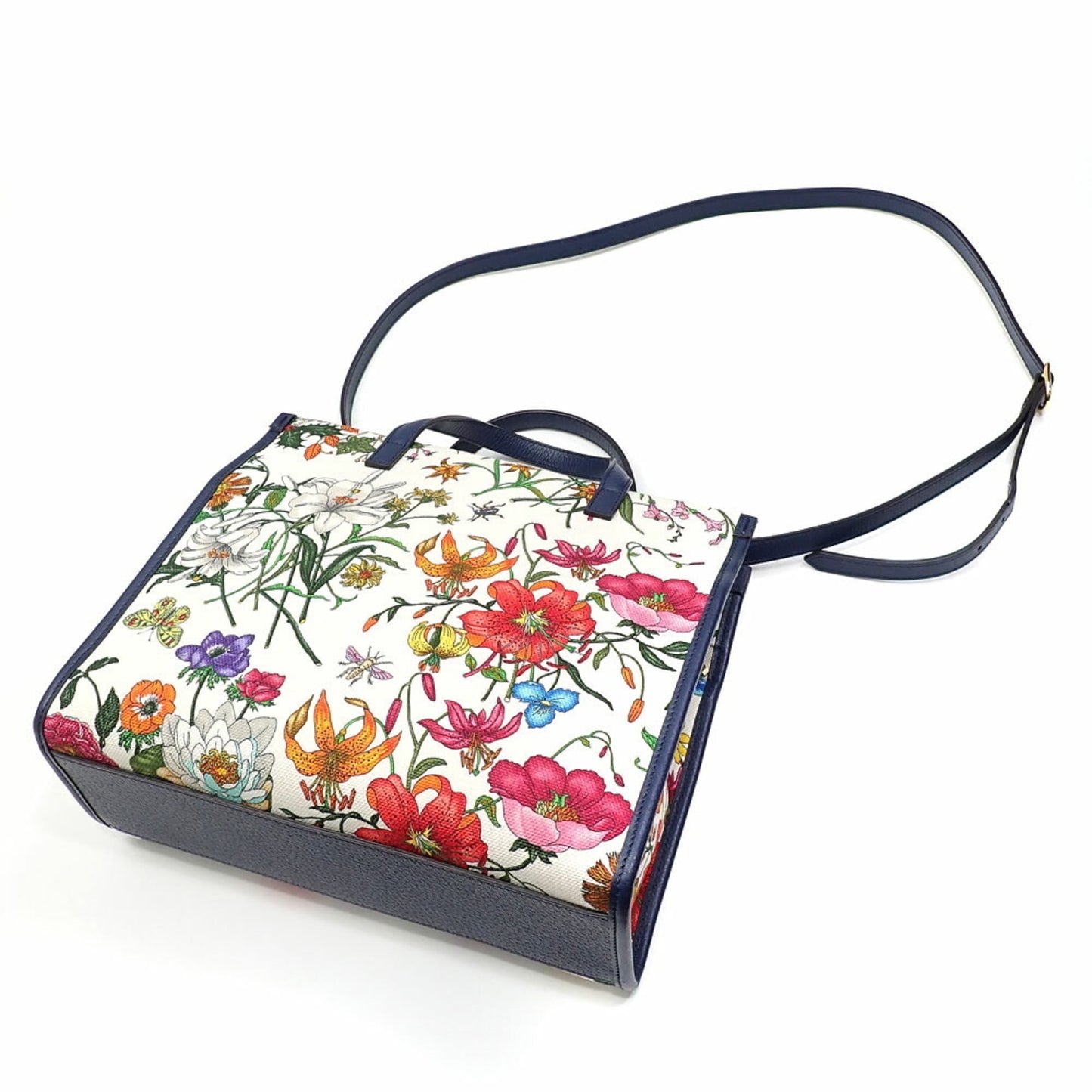 Gucci Multi-Color White Canvas Leather Handbag ( )