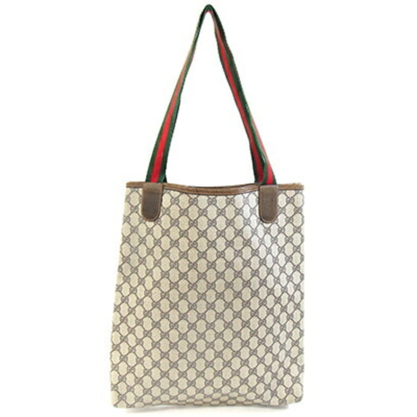 Gucci Beige Pvc Leather Canvas Tote Bag ( )