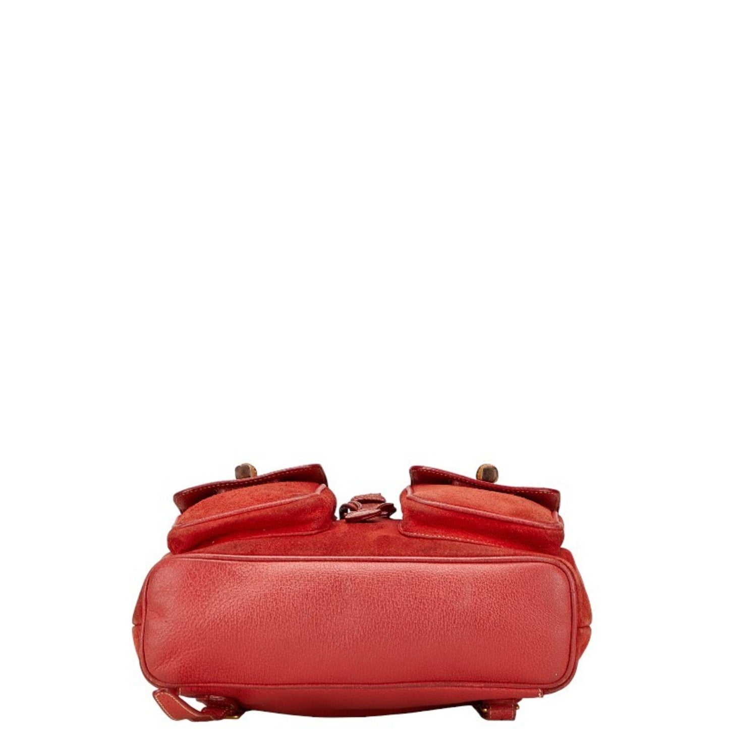 Gucci Red Brown Bamboo Leather Backpack ( )