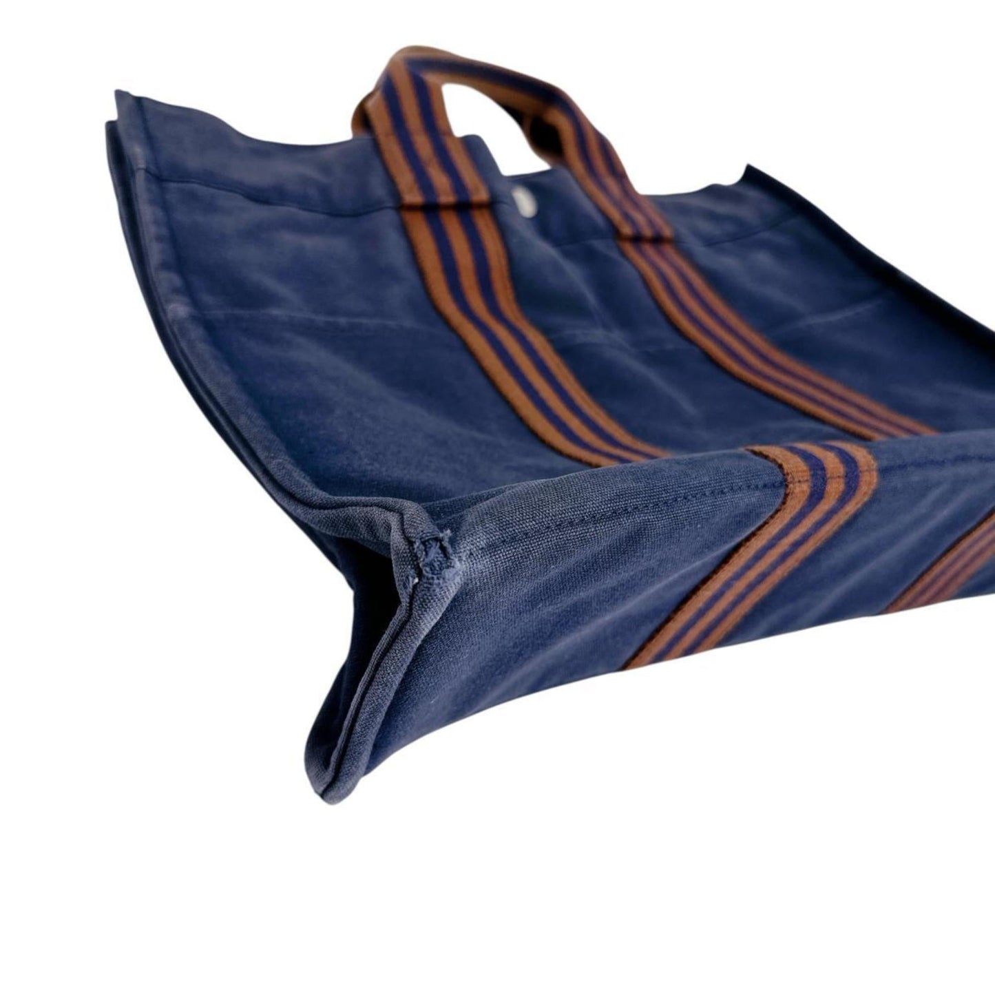 Hermes Navy Cotton Handbag Tote Bag ( )