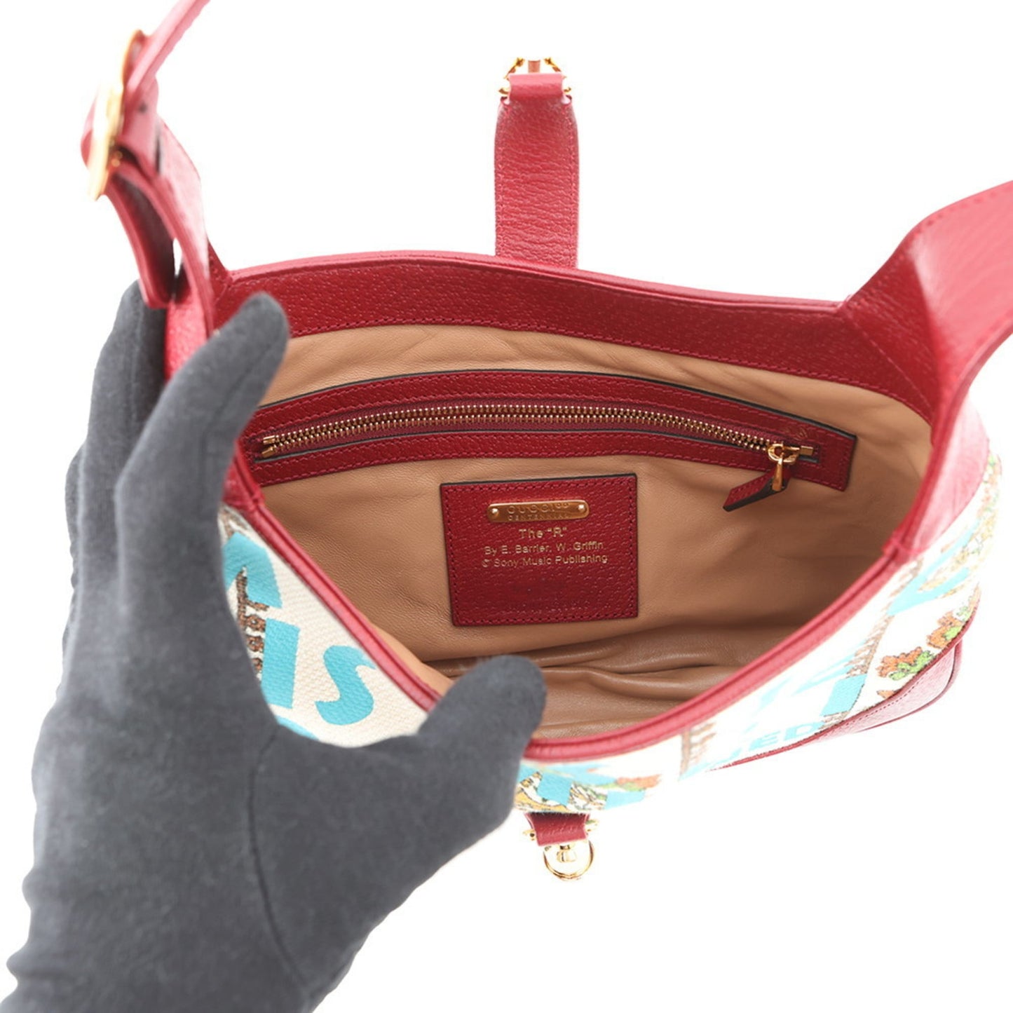 Gucci Ivory Red Color Canvas Leather Handbag Shoulder Bag ( )