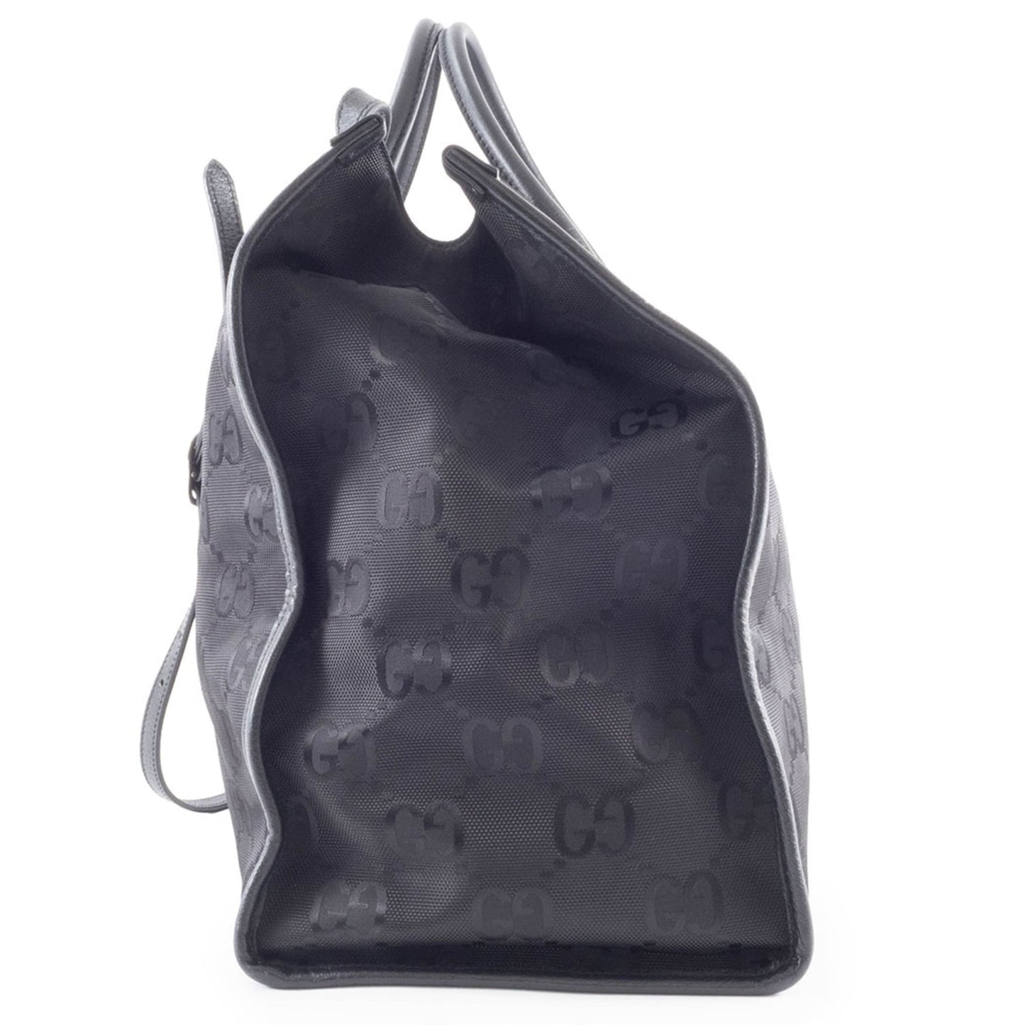 Gucci Black Nylon Leather Tote Bag ( )