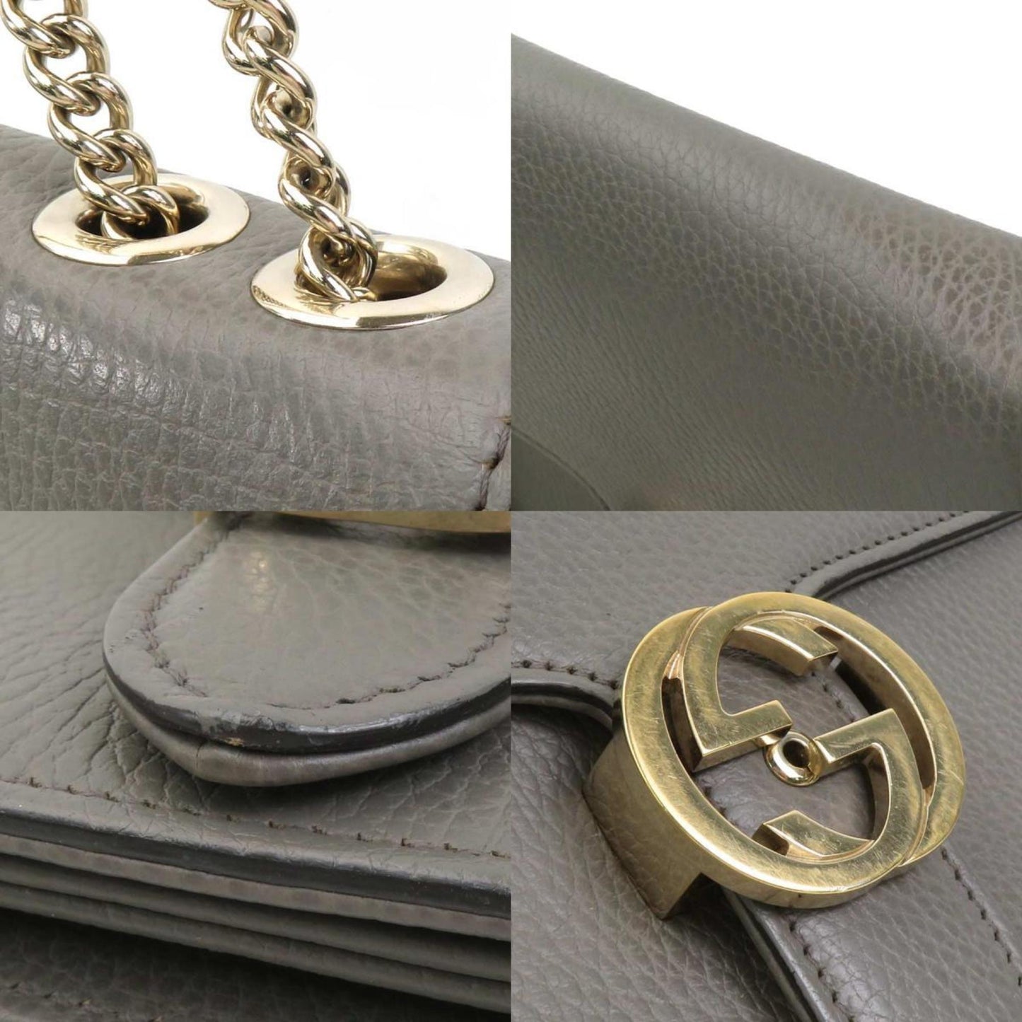 Gucci Gray Leather Shoulder Bag ( )