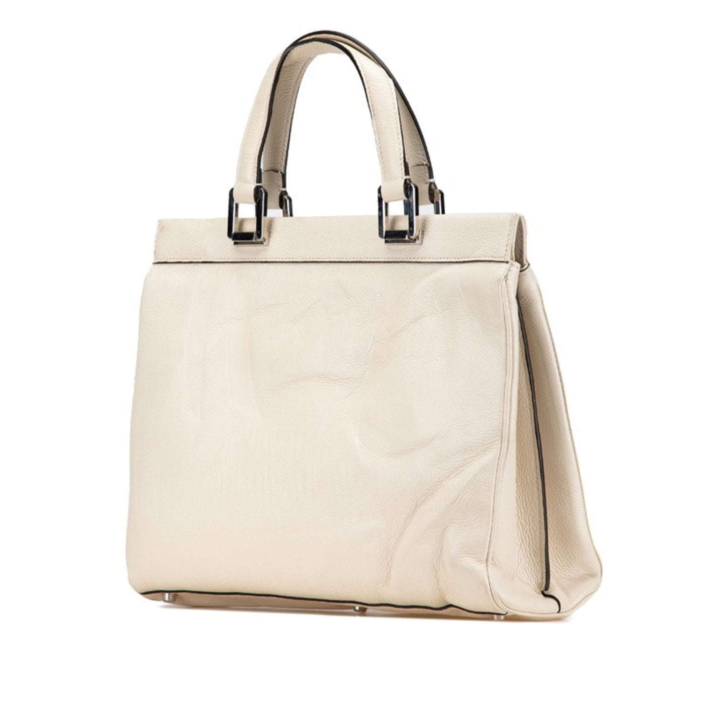 Gucci Gold Silver White Leather Handbag Shoulder Bag ( )