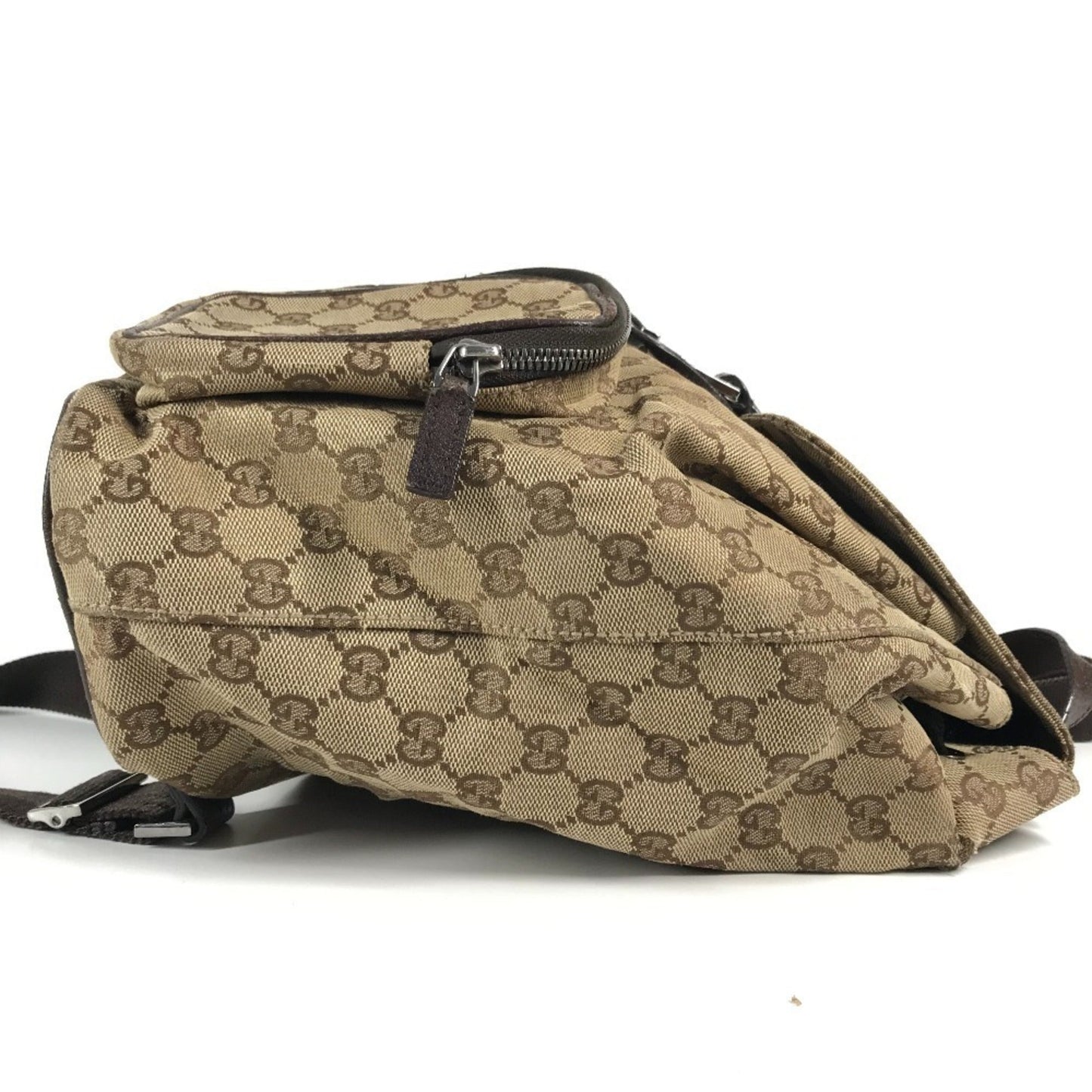 Gucci Beige Dark Brown Gg Canvas Backpack ( )