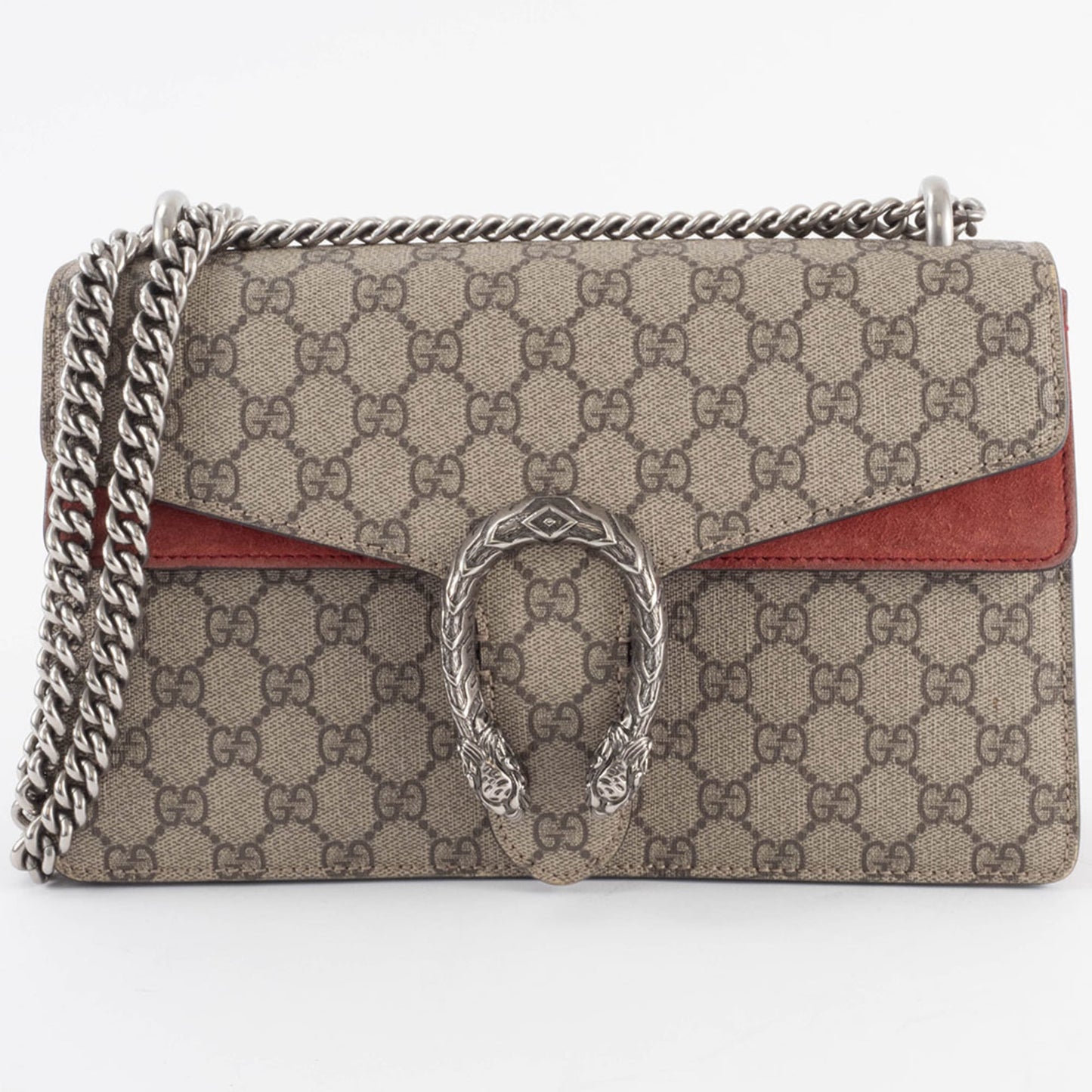Gucci Beige Red Color Gg Supreme Leather Shoulder Bag ( )