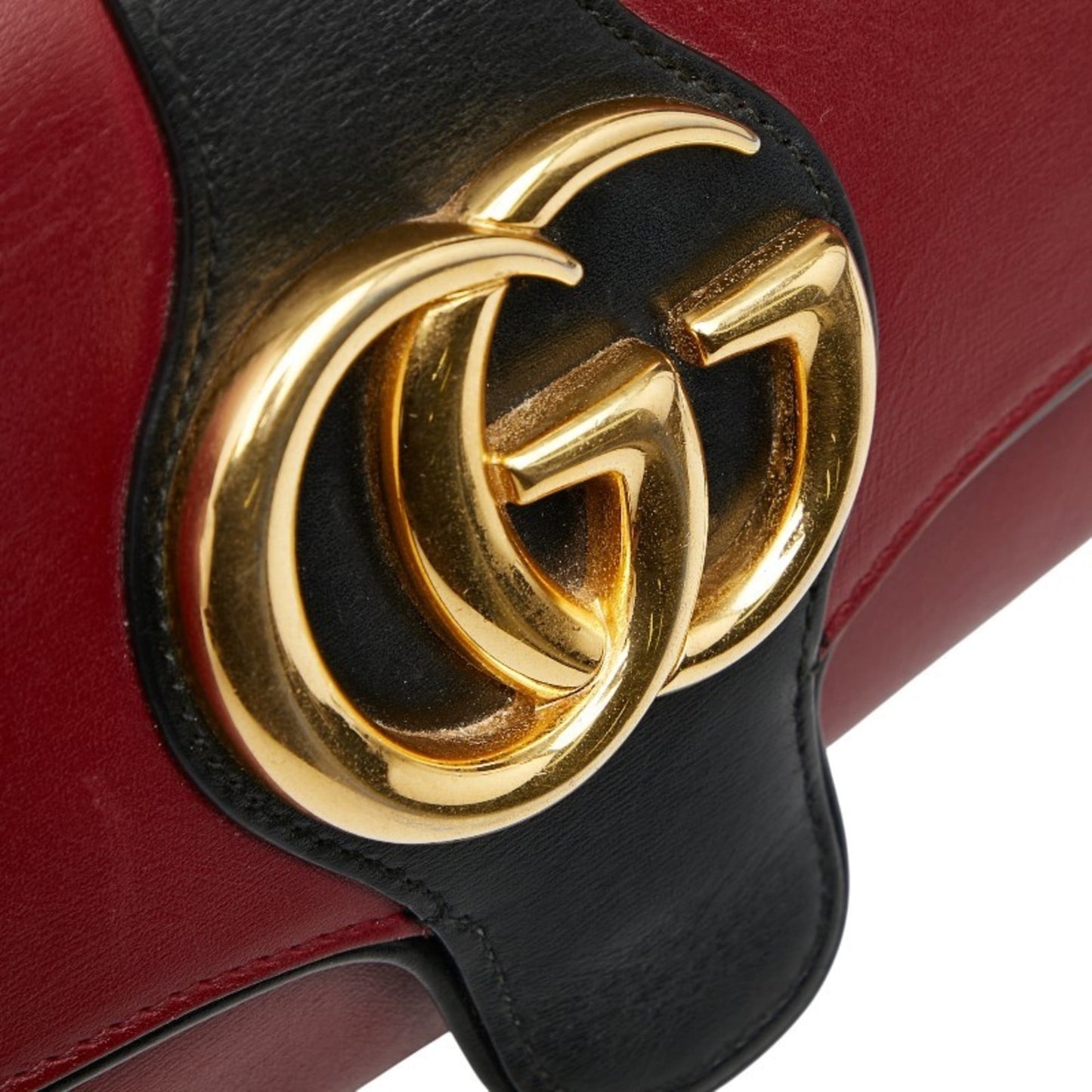 Gucci Black Red Color Leather Shoulder Bag ( )