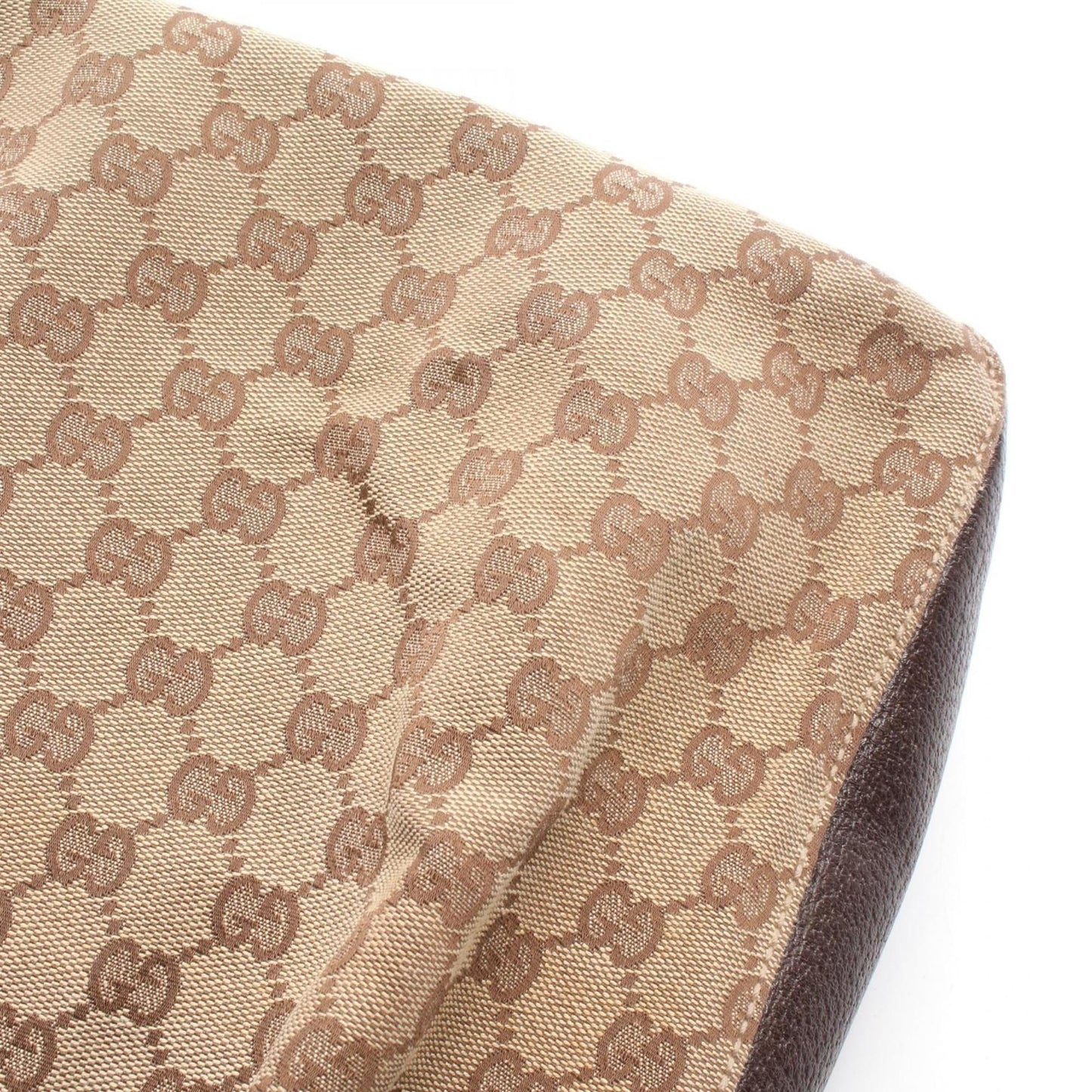 Gucci Beige Brown Gg Canvas Leather Handbag ( )