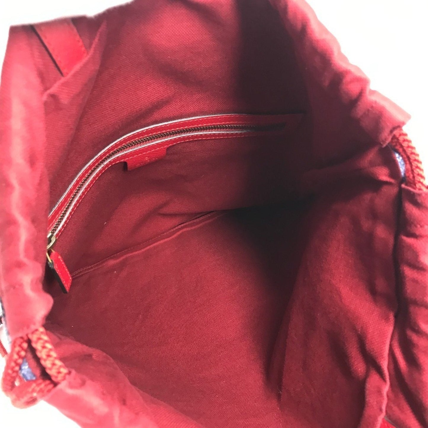 Gucci Navy Red Color White Leather Canvas Backpack Handbag Tote Bag ( )