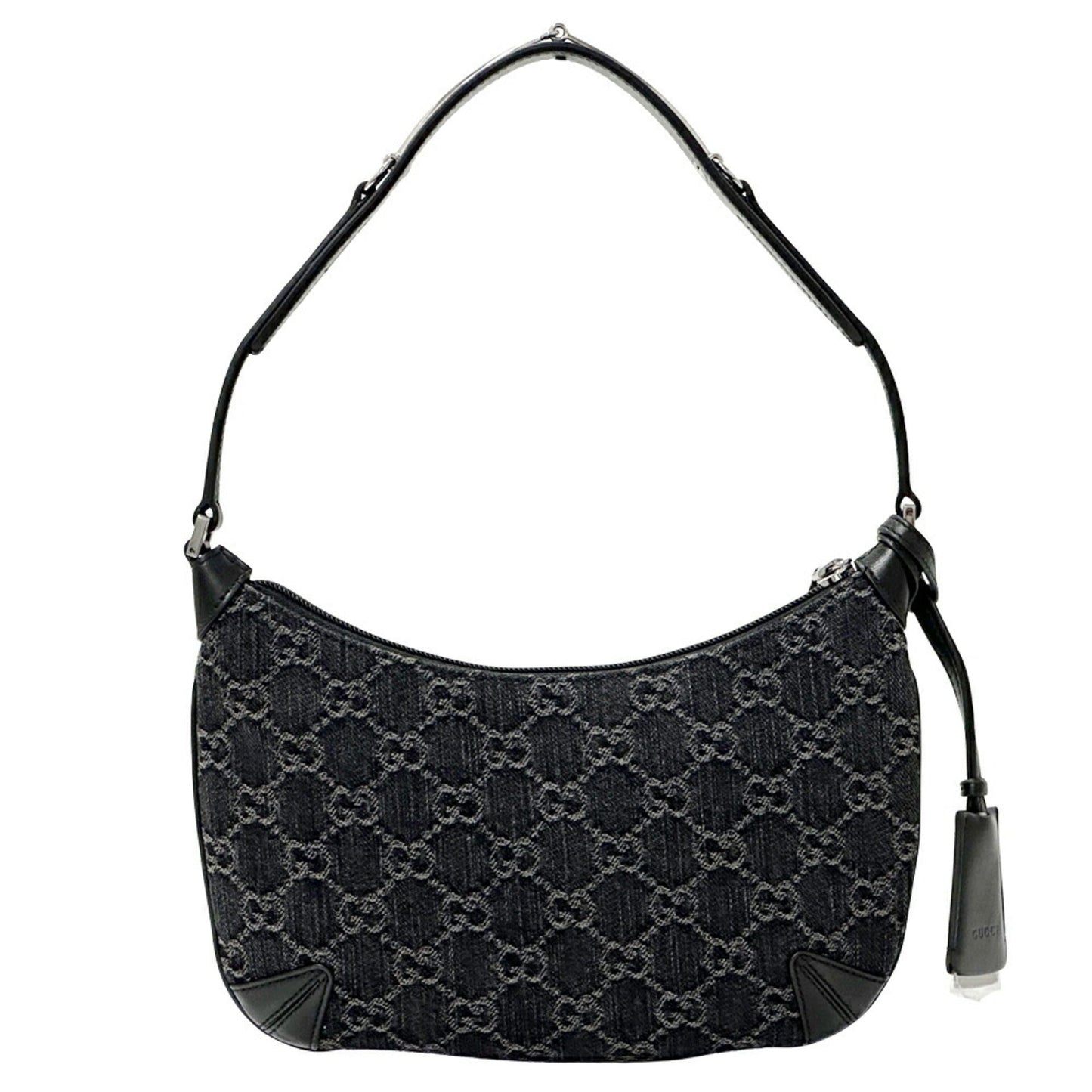 Gucci Black Gray Denim Leather Shoulder Bag ( )