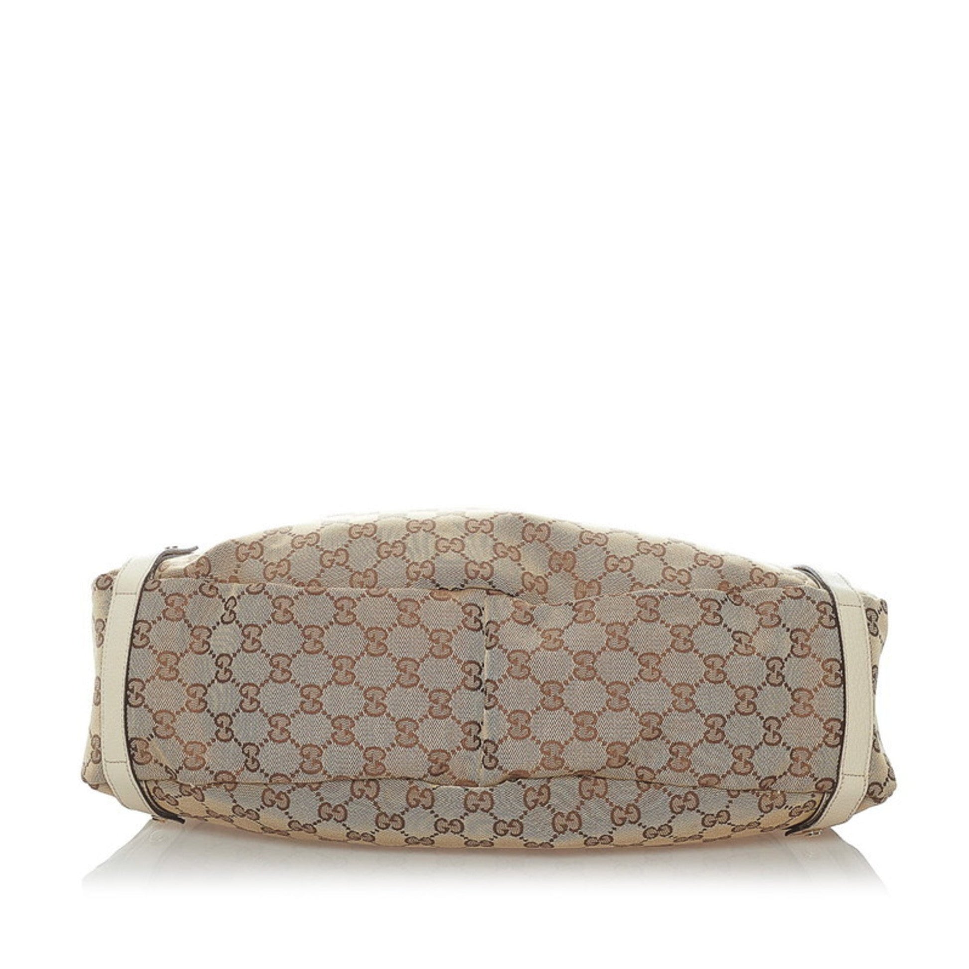 Gucci Brown Leather Canvas Tote Style 46