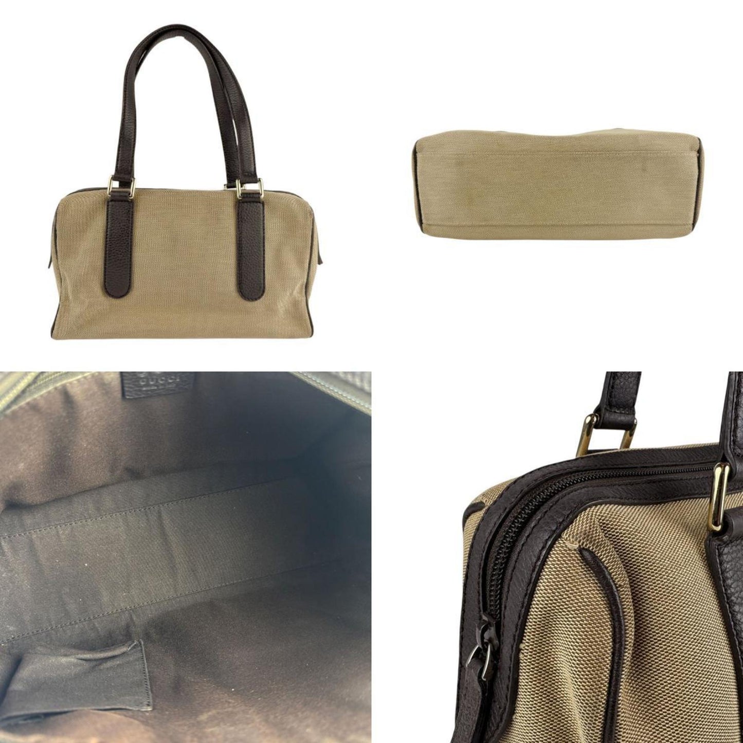 Gucci Brown Canvas Leather Handbag ( )