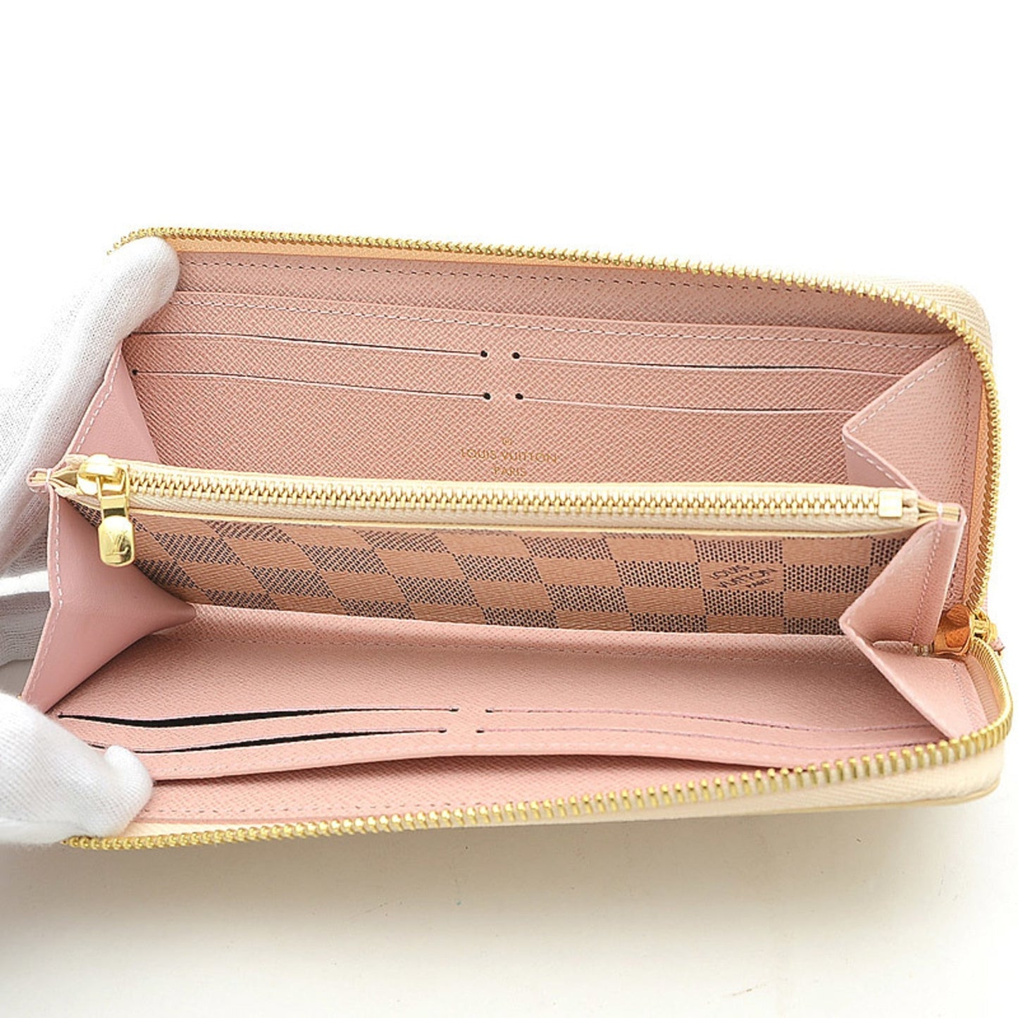 LOUIS VUITTON Damier Azur Portefeuille Clemence Long Wallet Rose Ballerine N61264