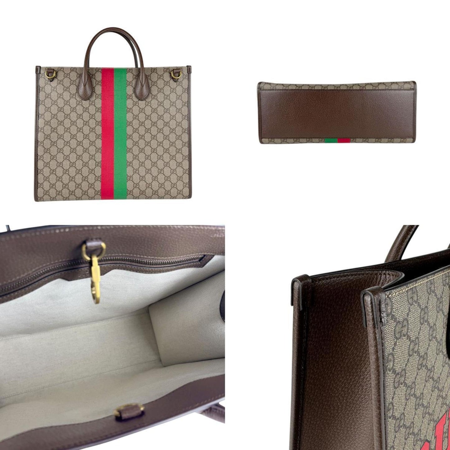 Gucci Brown Red Color Gg Supreme Handbag Shoulder Bag ( )