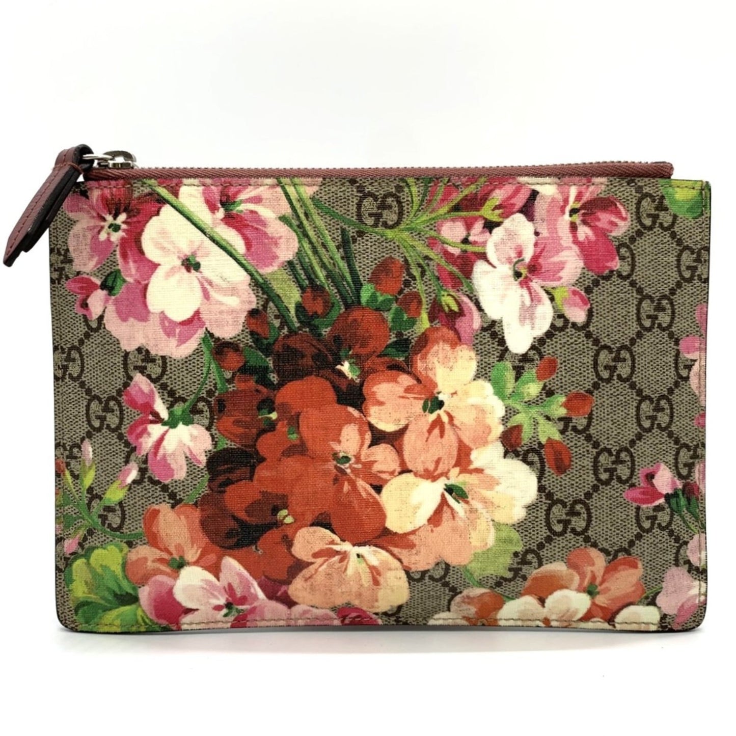Gucci Gg Blooms Red Color Gg Supreme Pouch ( )