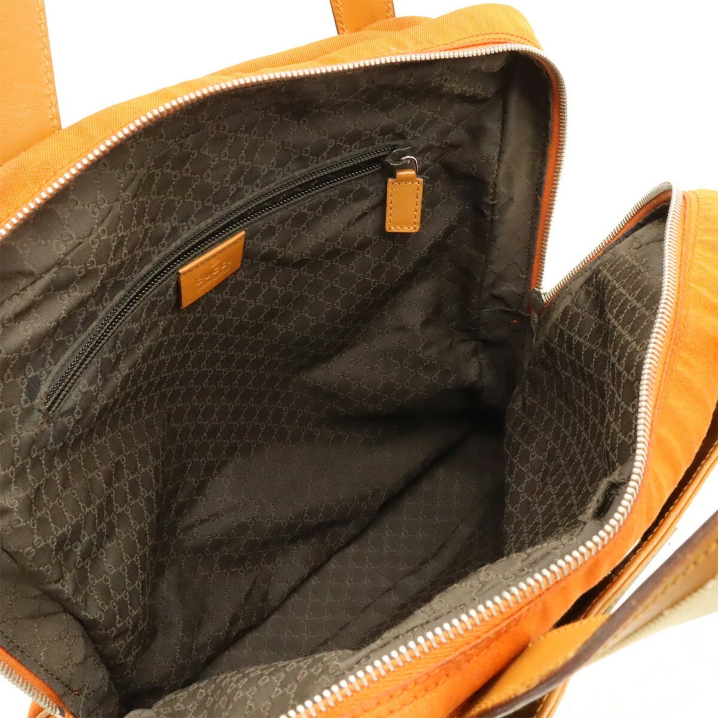 Gucci Beige Camel Orange Canvas Leather Handbag Shoulder Bag Tote Bag ( )