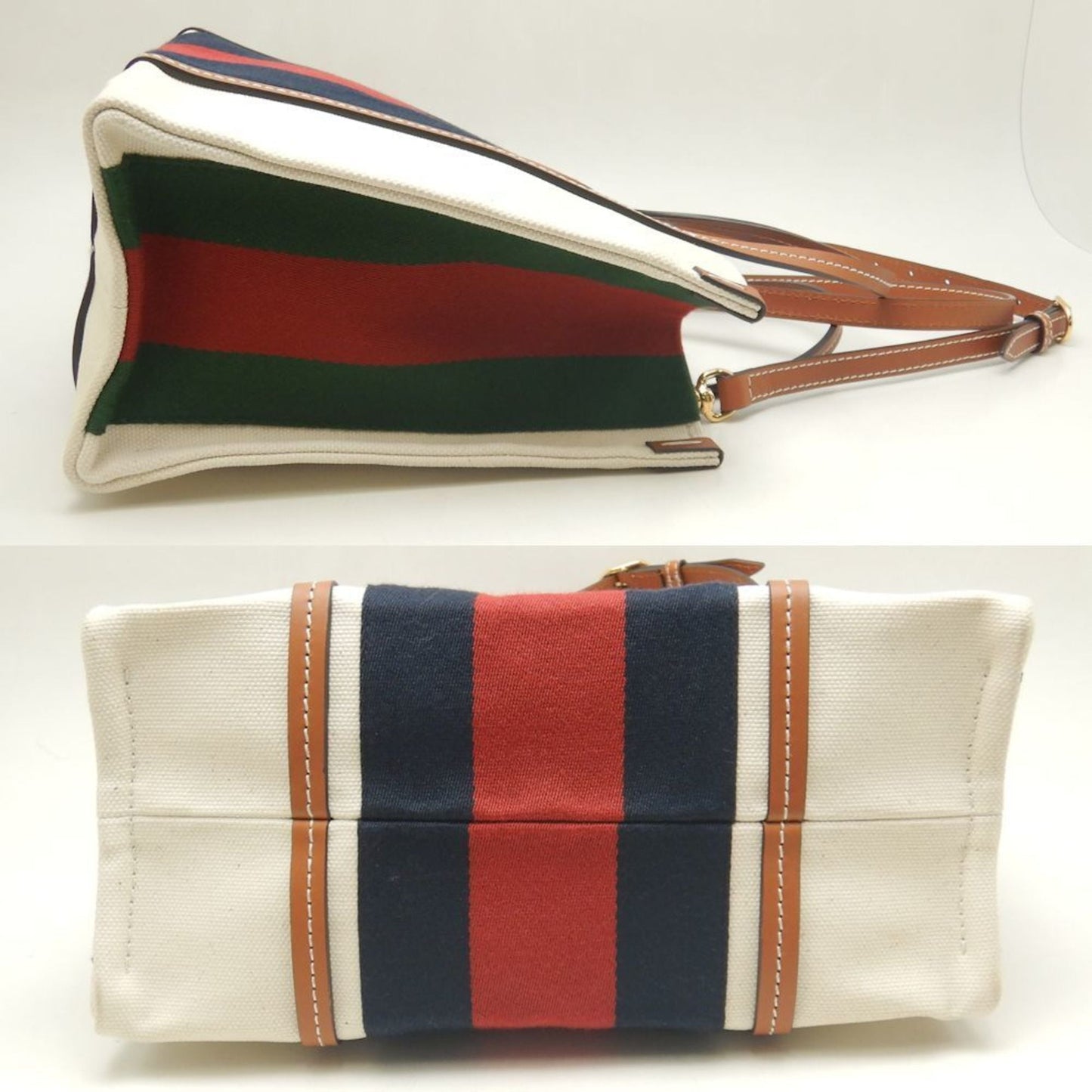 Gucci Brown Ivory Canvas Tote Bag ( )