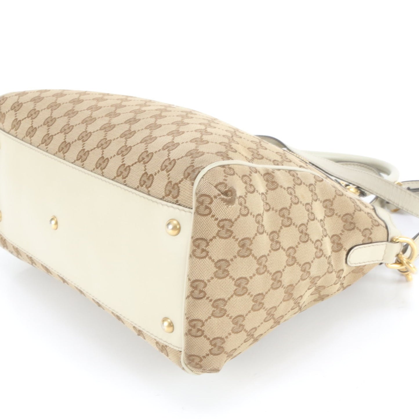 Gucci Beige Leather Canvas Shoulder Bag ( )