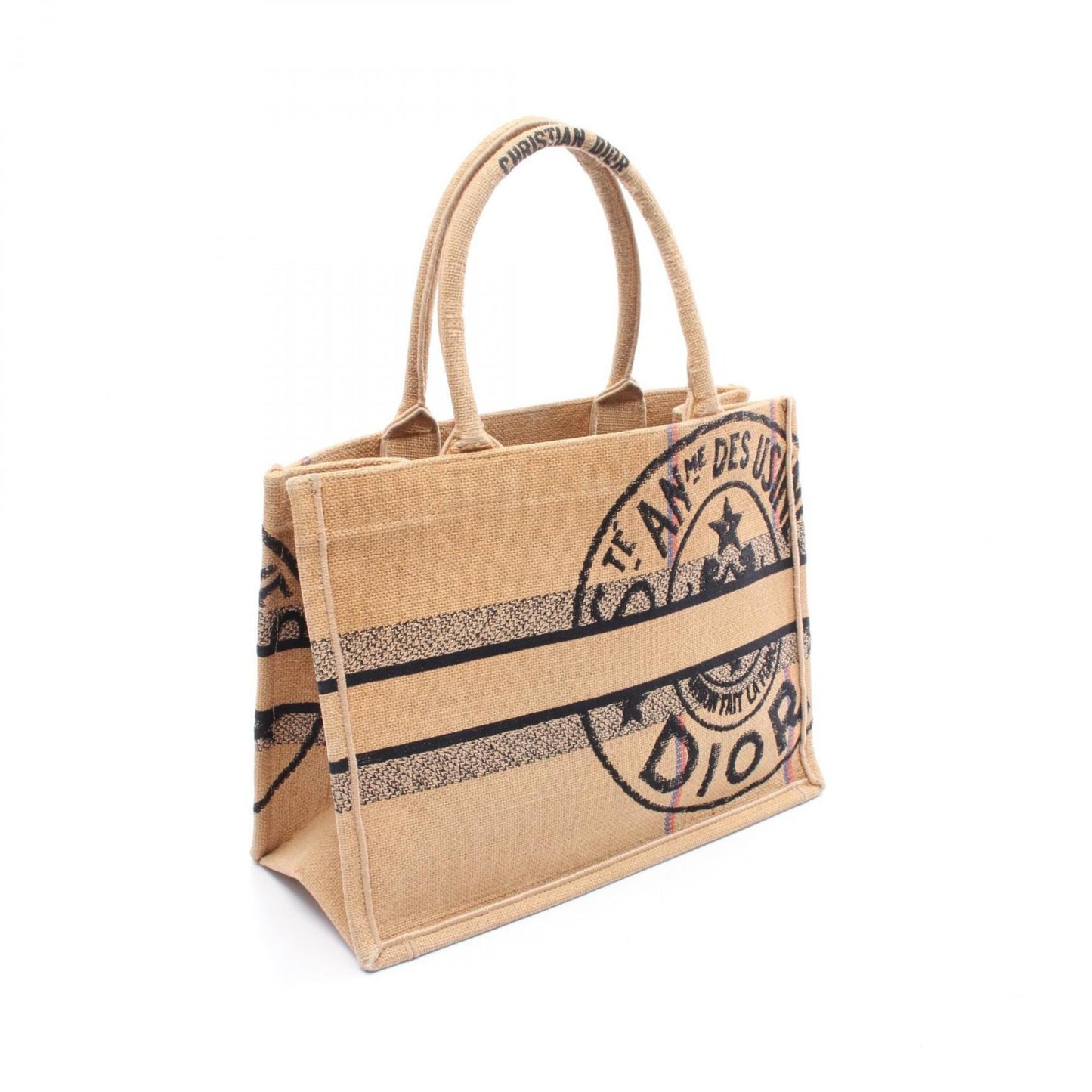 Christian Dior Black Brown Multi-Color Raffia Tote Bag ()