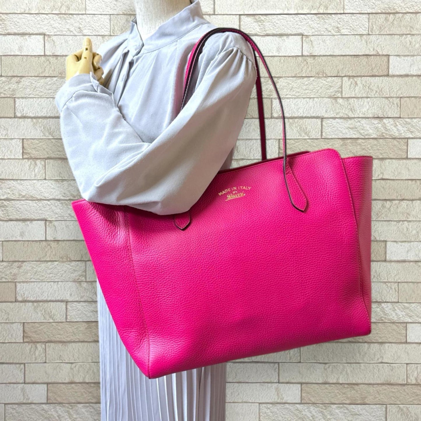 Gucci Gucci Swing Pink Leather Tote Bag ( )