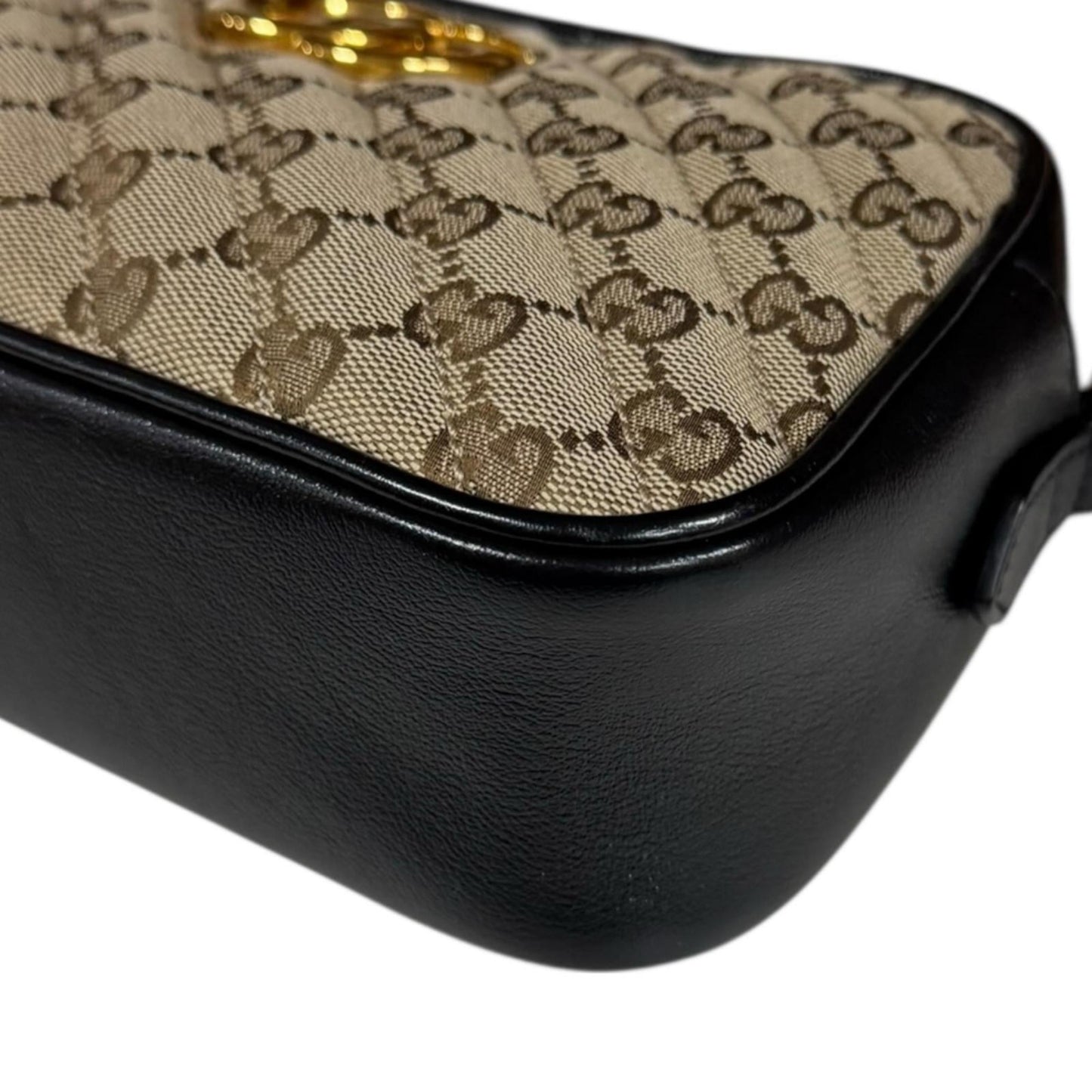 Gucci Black Brown Gg Canvas Shoulder Bag ( )
