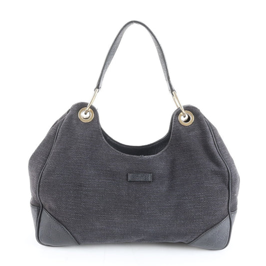 Gucci Black Leather Canvas Shoulder Bag ( )