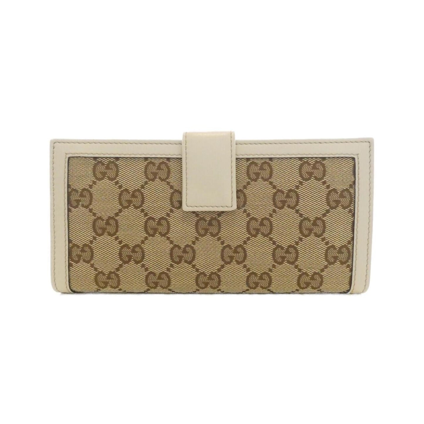 Gucci Beige White Gg Canvas Leather Long Wallet (Bi-Fold) ( )