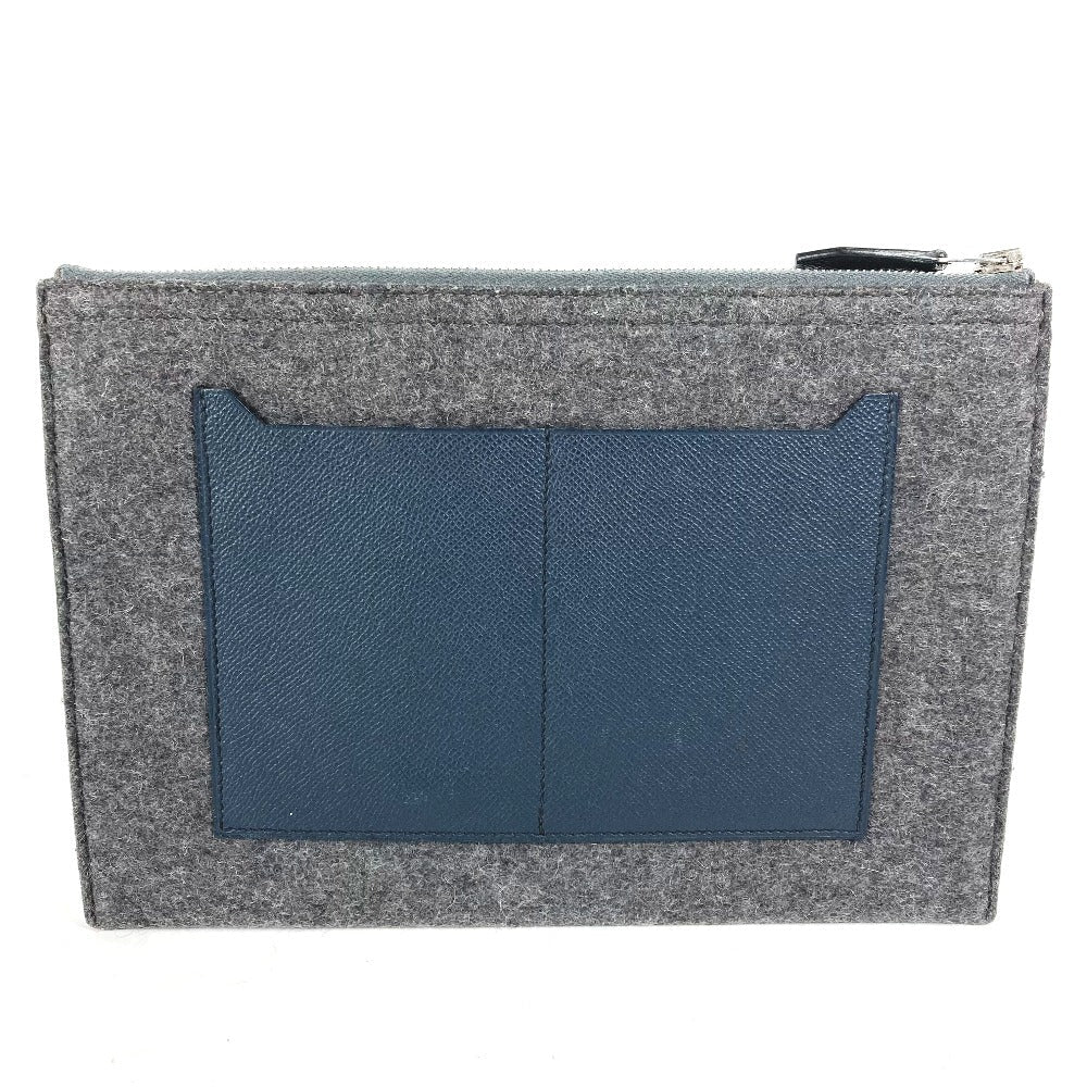 HERMES Clutch bag Felt leather gray To Doo 29