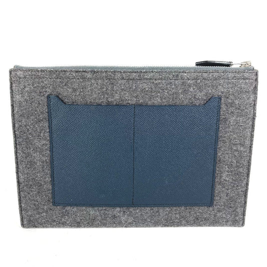 HERMES Clutch bag Felt leather gray To Doo 29 mens Used
