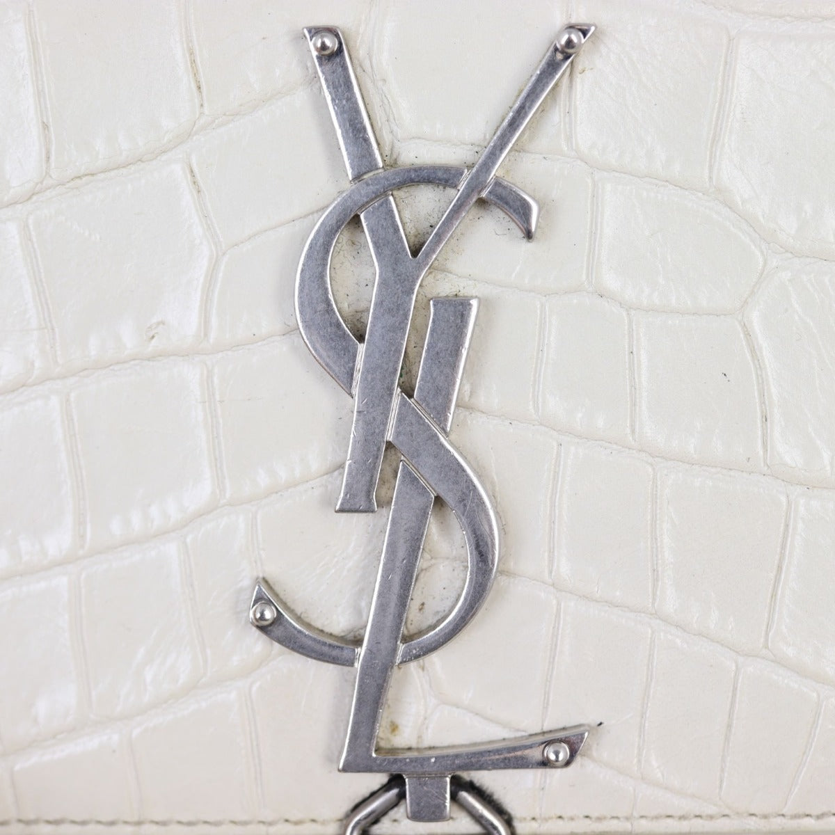Saint Laurent Kate Tassel Chain Bag Small Croc-Embossed