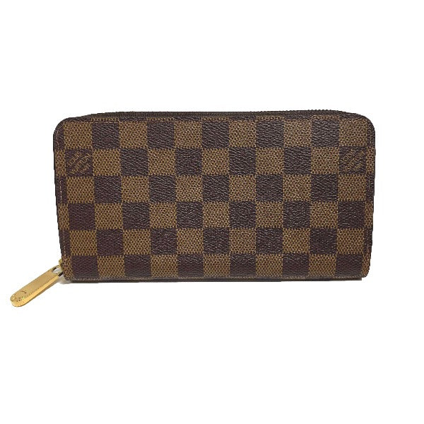 LOUIS VUITTON Long Wallet Purse N41661 Damier canvas Brown Zip Around Damier Zippy wallet unisex(Unisex)