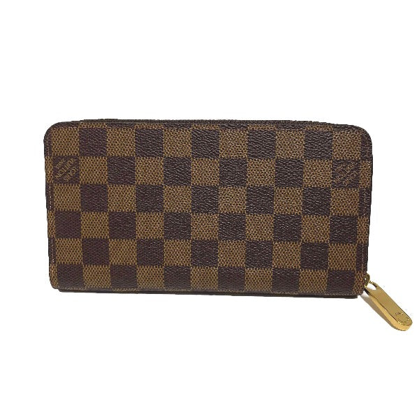 LOUIS VUITTON Long Wallet Purse N41661 Damier canvas Brown Zip Around Damier Zippy wallet unisex(Unisex)