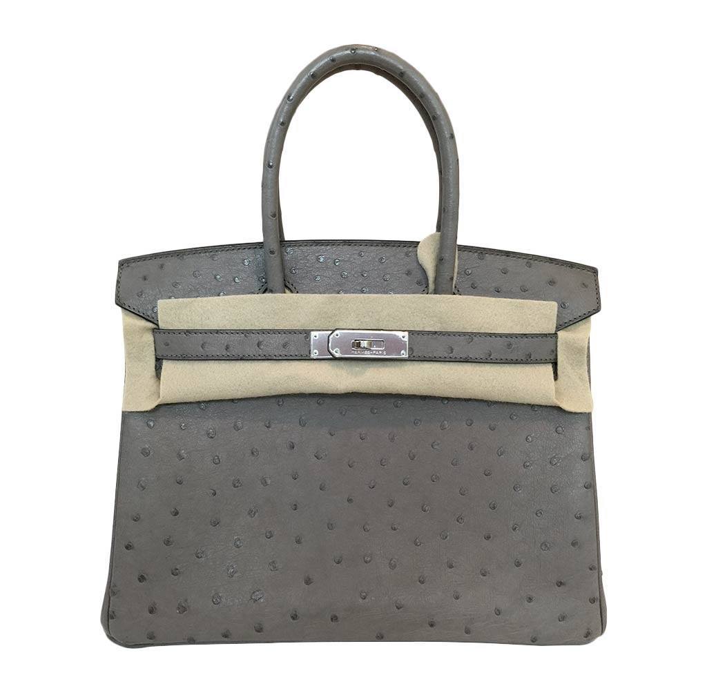HermesBirkin 30 Ostrich Gris Tourterelle Bag